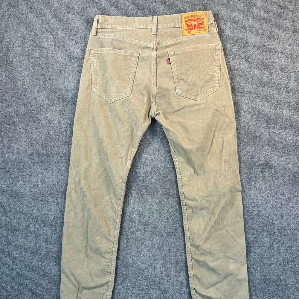 Levis 505 Men's‎ 31x32 Tan Khaki Regular Fit Corduroy Pants Straight Leg Casual